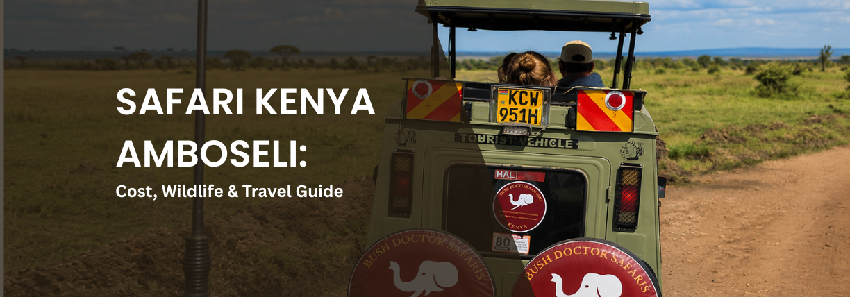 Safari Kenya Amboseli tour vehicle exploring Amboseli National Park on a wildlife safari in Kenya.